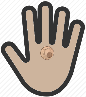 Geöffnete Hand mit einer Münze